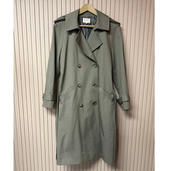 Sézane Scott Trench Coat Olive Green Women’s Size 38 / US 6 - Picture 1 of 12
